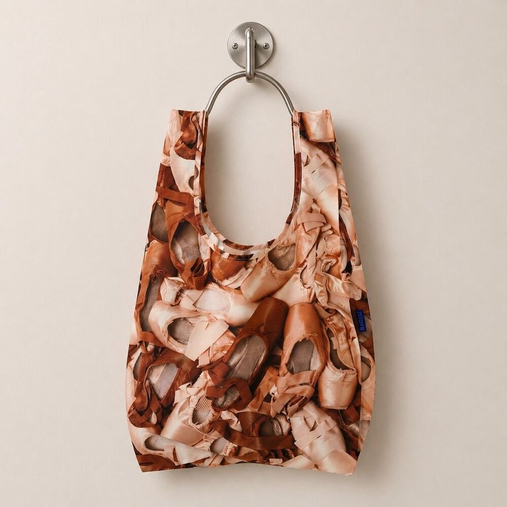 Baggu Standard Pointe Shoes Print Recycled Ripstop Nylon Reusable Tote Bag New
